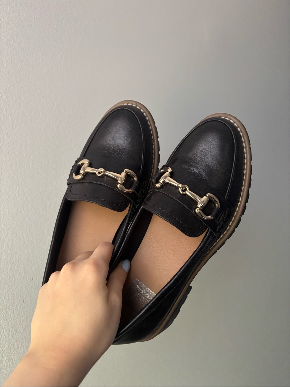 Dolce Vita Black Loafers with Gold Horsebit